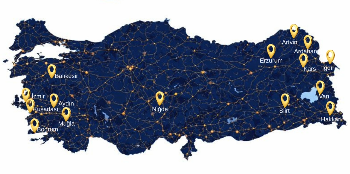 Aymina İnşaat Türkiye Haritası