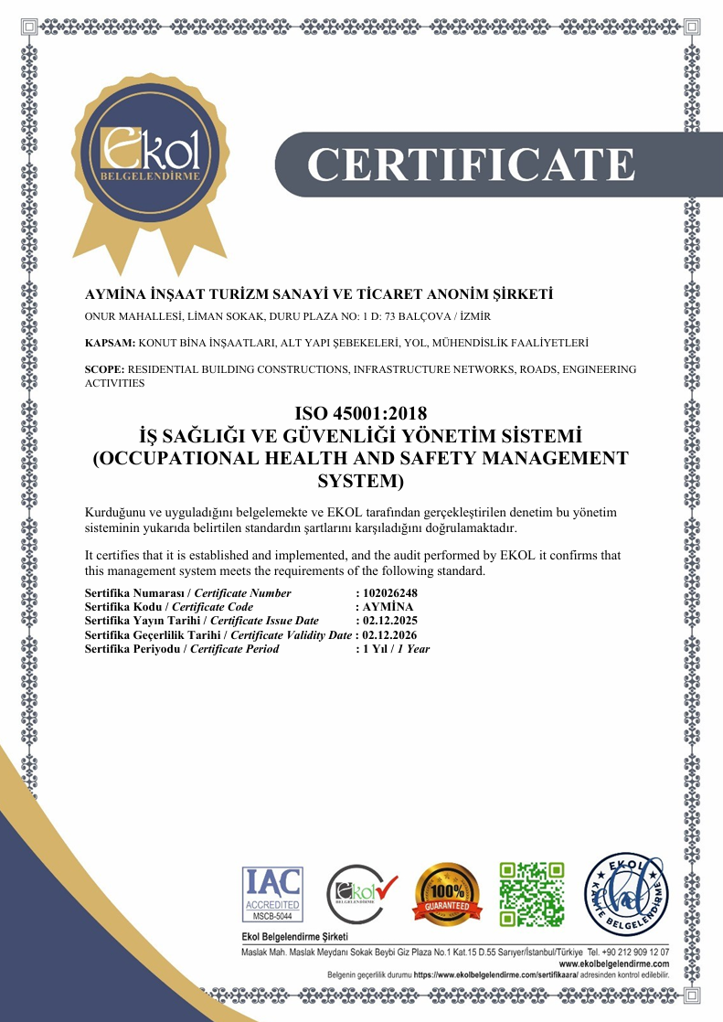 ISO 45001 İş Sağlığı ve Güvenliği Yönetim Sistemi Sertifikası