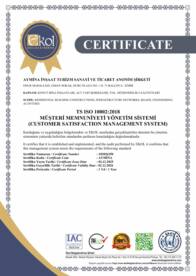 TS ISO 10002 Müşteri Memnuniyeti Yönetim Sistemi Sertifikası