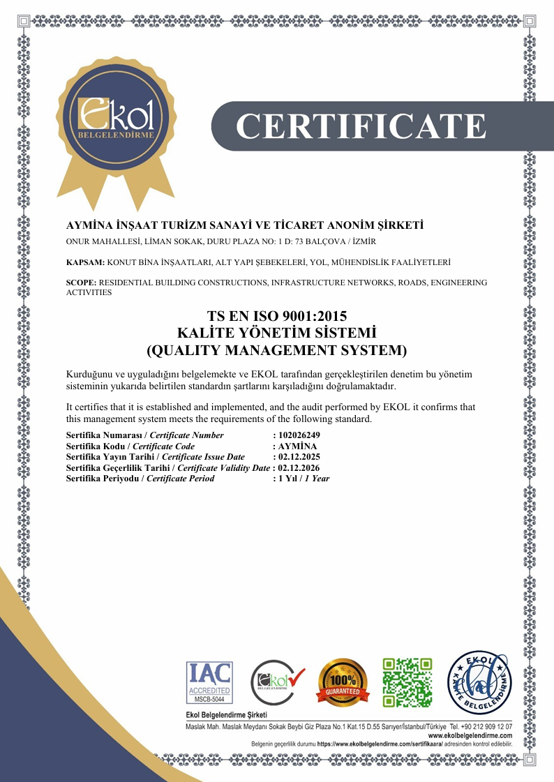 TS EN ISO 9001 Kalite Yönetim Sistemi Sertifikası